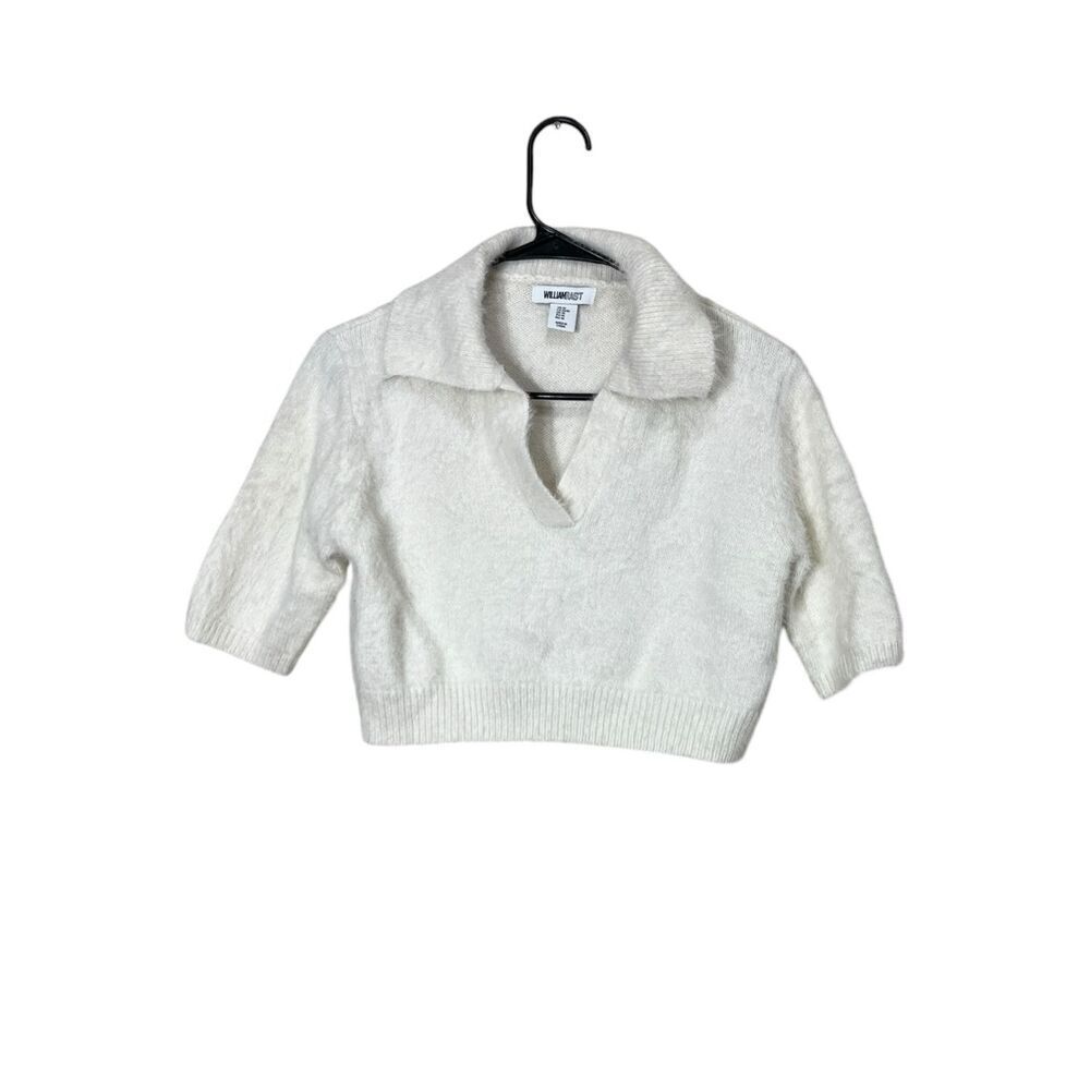 William Rast White Collared Crop Top Size M NWT - Picture 1 of 8